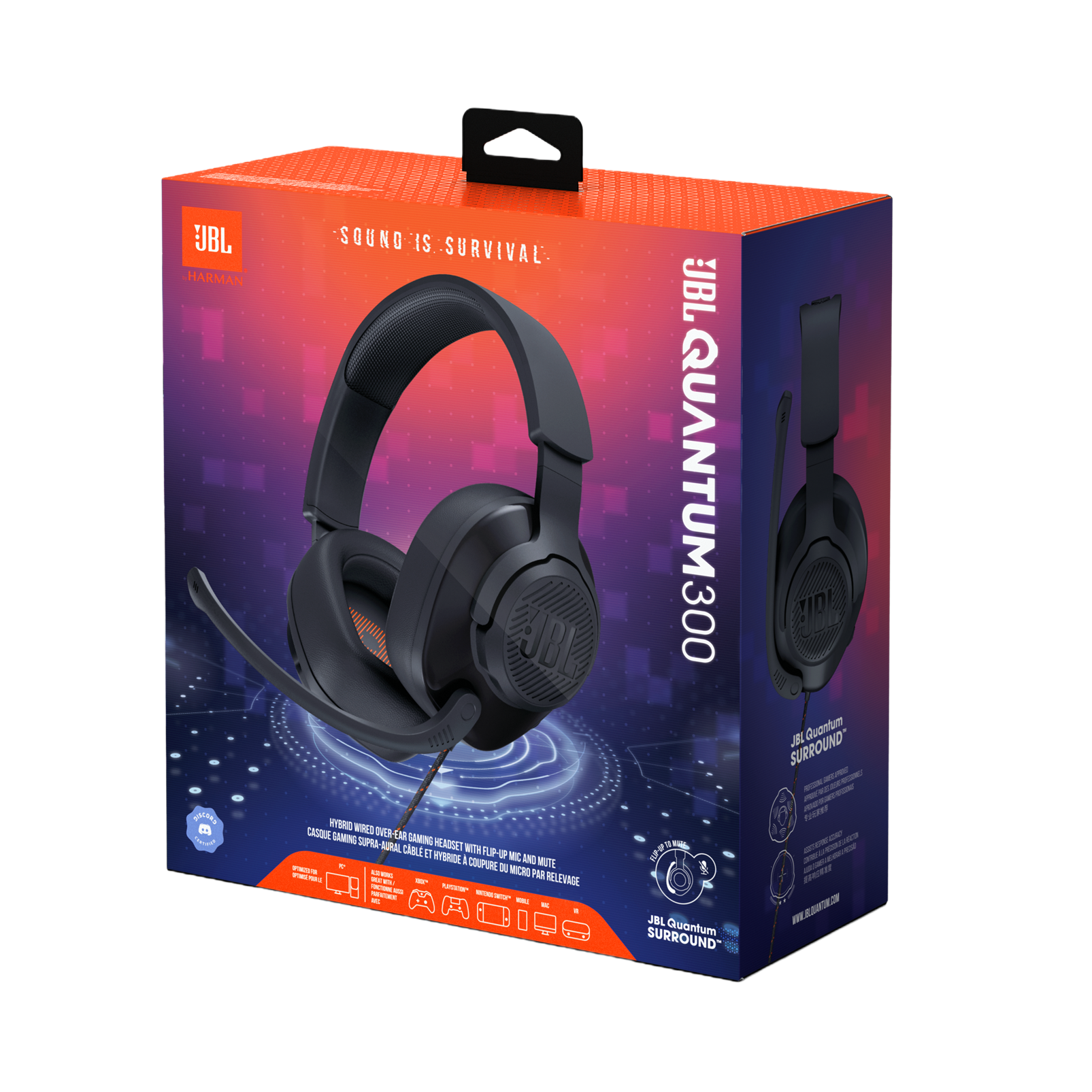 JBL Quantum 300 - Black - Hybrid wired over-ear PC gaming headset with flip-up mic - Detailshot 15